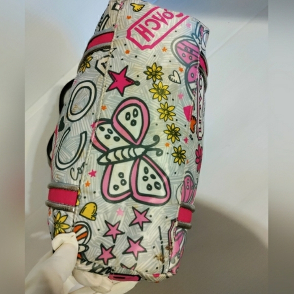VINTAGE COACH Bandana Graffiti Butterfly Shoulder Tote Bag & Matching Wristlet - Picture 11 of 16